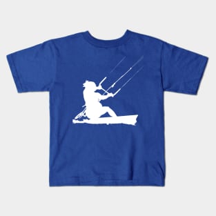 Kitesurfer Action Water Sports Artistic White Silhouette Kids T-Shirt